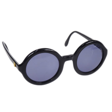 Chanel Round Sunglasses Eyewear Black Small Good