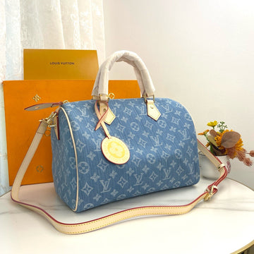 LV Speedy Bandoulière 30/35 in Blue Canvas