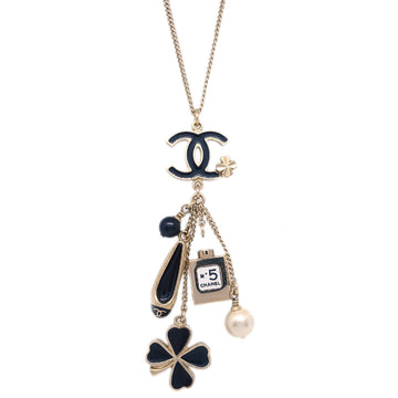 Chanel Icon Artificial Pearl Gold Chain Pendant Necklace 12A