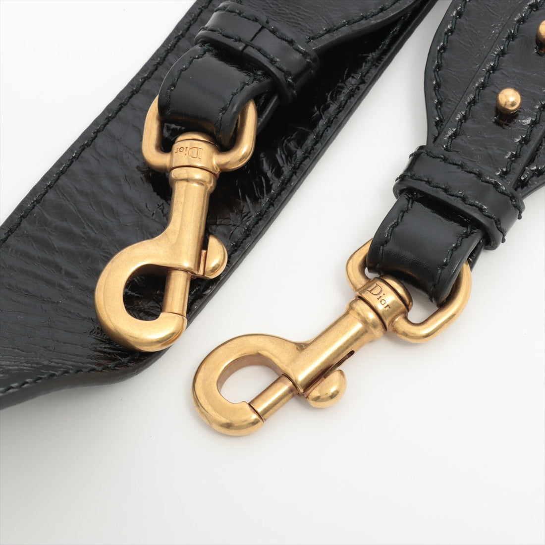 Dior Shoulder Strap GP  Leather Black × Gold