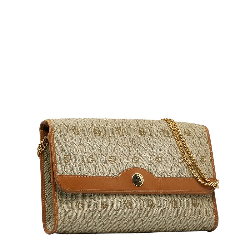Dior Vintage Chain Shoulder Bag Monogram Beige PVC Leather Ladies