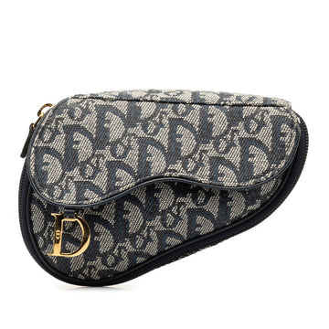 Dior Trotter Saddle Pouch Cosmetics CR1000 Navy Gr Linen Leather  Dior