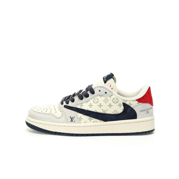 Custom Air Jordan 1 Low OG SP"Beige/Navy LV Monogram