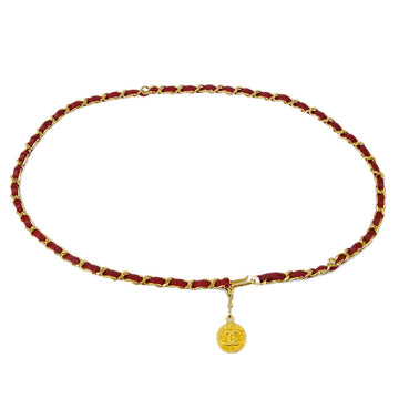 Chanel Gold Red Medallion Chain Belt Small Good