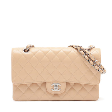 Chanel Matrasse 25 Caviar S Double Flap Double Chain Bag Beige Silver  17th A01112