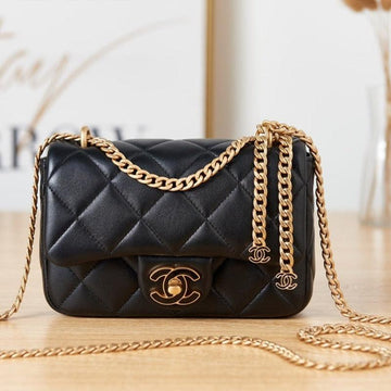 Makersluxe - Lambskin Mini Flap Bag Black
