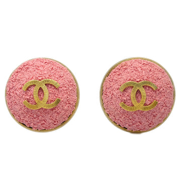 Chanel Button Earrings Clip-On Pink 24