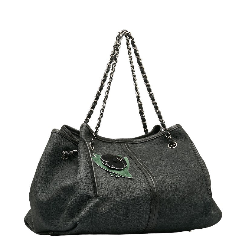 Chanel Shoulder Bag Leather/Nuback Black Green  and Gentlemen