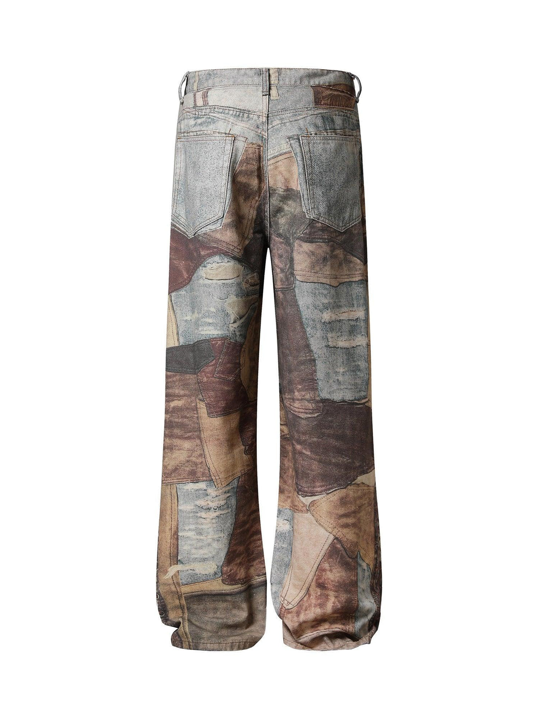 Makersluxe High Street Distressed Washed Printed Jeans