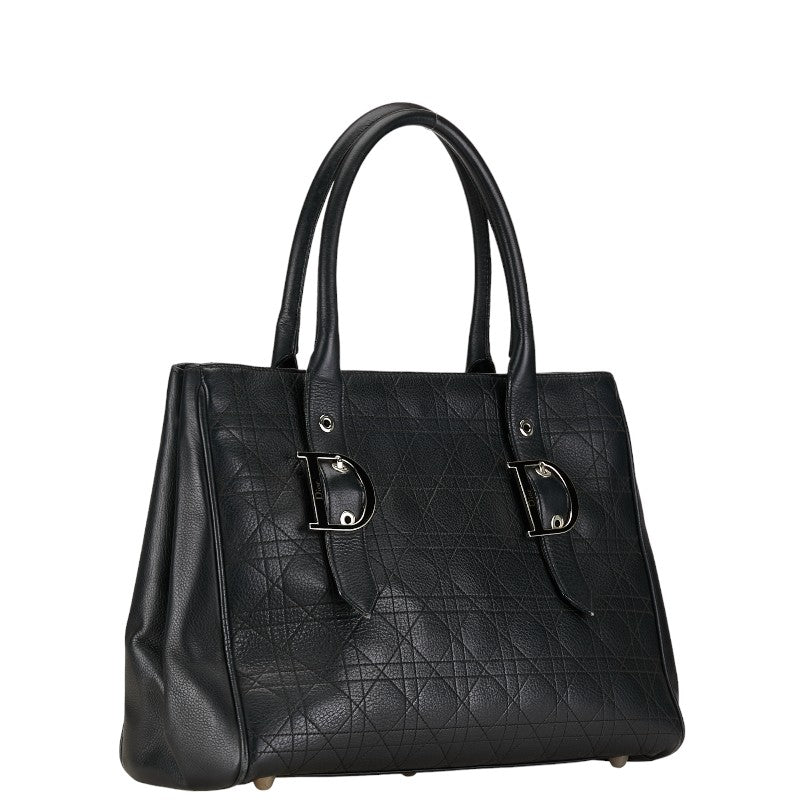 Dior Lady Logo Tote Bag Black Silver Leather  Dior