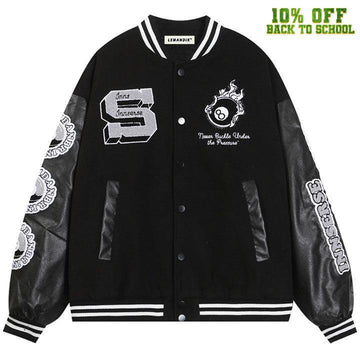 Makersluxe® Unisex Varsity Jacket Eight Ball Patch