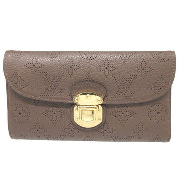 LOUIS VUITTON Long Wallet Purse M95968 leather Brown Two fold Monogram Mahina Portefeuille Amelia Women Used