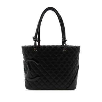 Chanel Cambon Ligne Tote Black Calfskin Silver