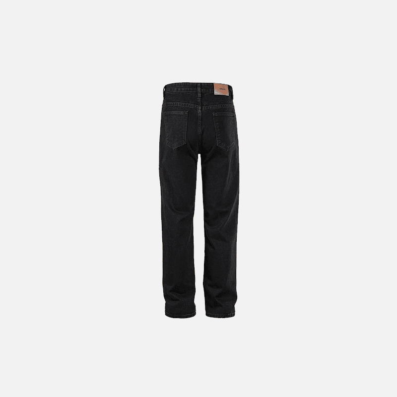Black Solid Straight Jeans