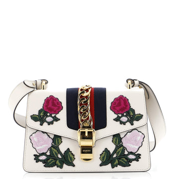 Sylvie Shoulder Bag Embroidered Leather Small