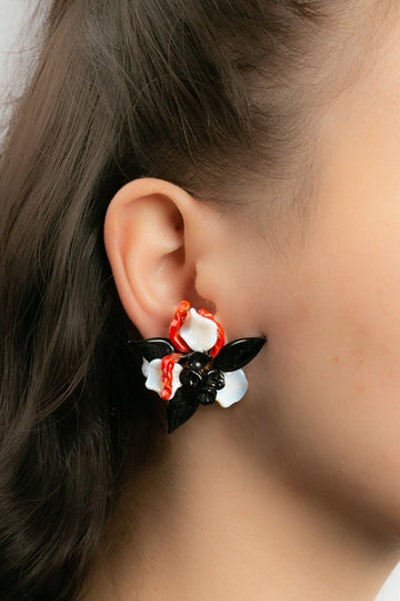Boucles d'oreilles clips en pâte de verre Rousselet