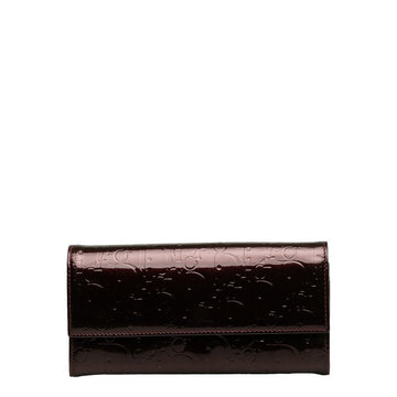 Dior Dior Long Wallet Enamel Bordeaux Wine Red