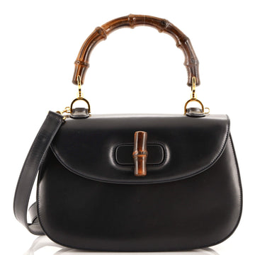 Vintage Convertible Bamboo Top Handle Bag Leather Medium