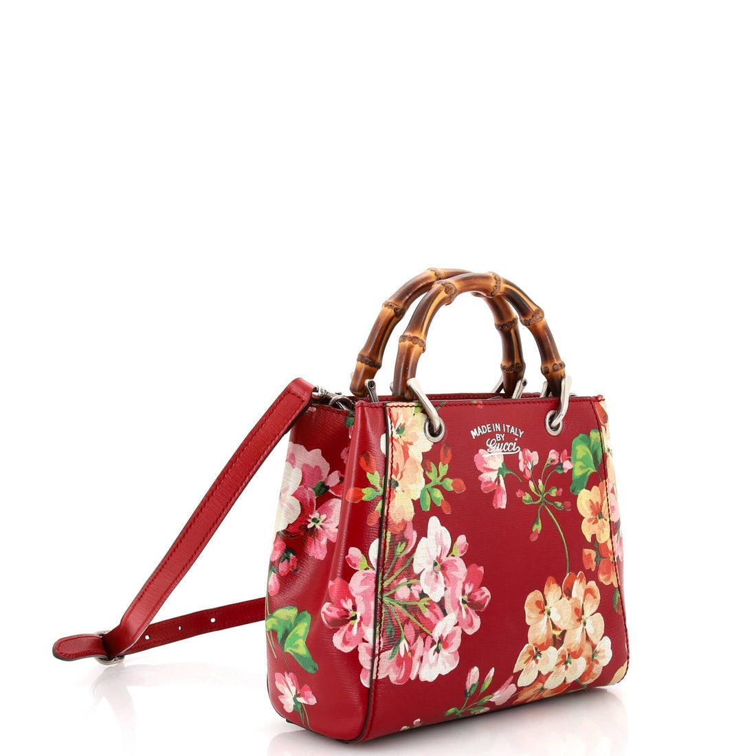 Bamboo Shopper Tote Blooms Print Leather Mini
