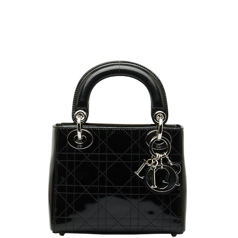 Dior Lady  Handbag Shoulder Bag 2WAY Black Silver Enamel  Dior