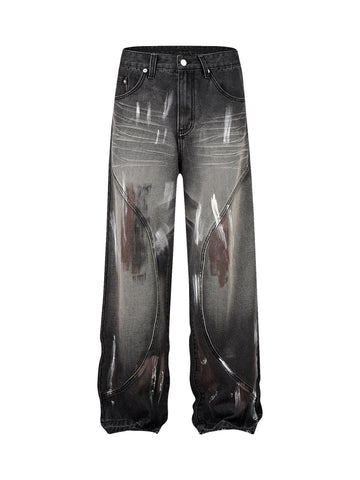 Makersluxe High Street Hip Hop Distressed Washed Jeans