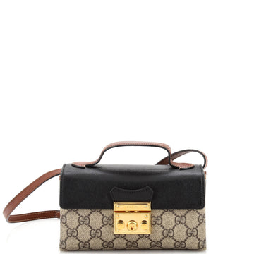 Padlock Top Handle Bag GG Coated Canvas and Leather Mini