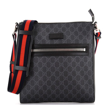 Web Strap Front Zip Messenger Bag GG Coated Canvas Medium