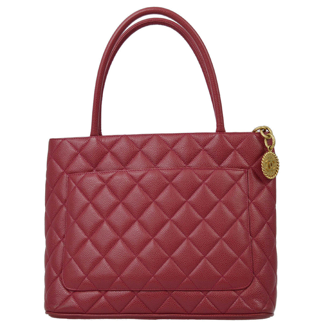 Chanel 2000-2001 Red Caviar Medallion Tote Handbag