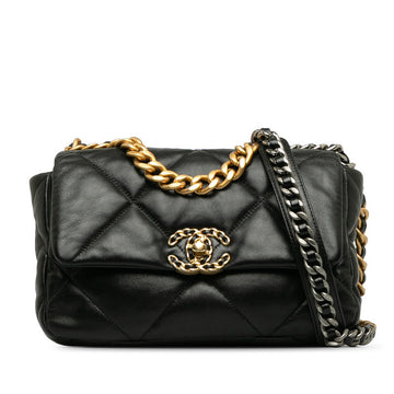 CHANEL Single Flap 24 in Lambskin Leather Quilted Black Ladies