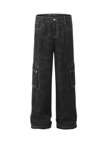 Makersluxe Workwear Multi-Pocket Tie-Dye Pants