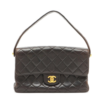 CHANEL Vintage Double Flap Shoulder Bag in Lambskin Black