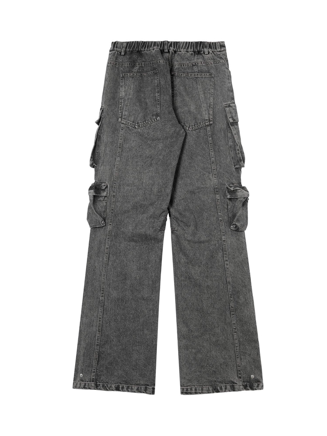 Makersluxe Street Stitching Multi-Pocket Workwear Washed Jeans