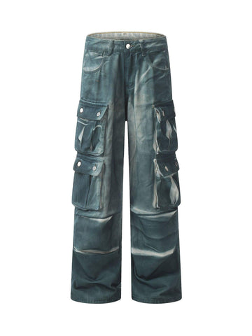 Makersluxe Gradient Dip Dye Wash Multi-Pocket Cargo Jeans