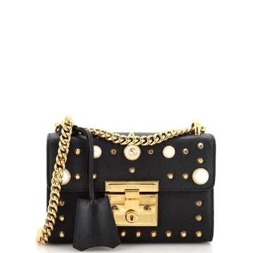Pearly Padlock Shoulder Bag Studded Leather Small