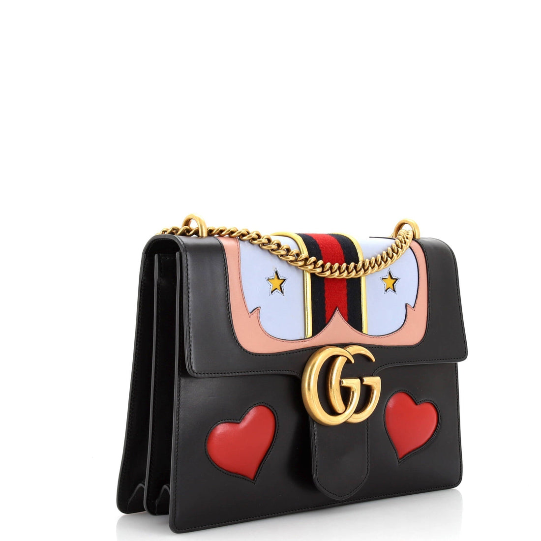 Web Heart GG Marmont Chain Shoulder Bag Leather Medium
