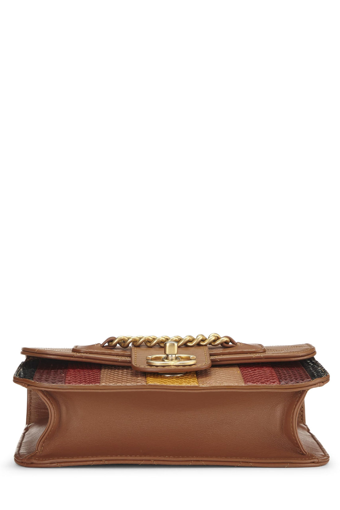 Chanel,  Brown & Multicolor Calfskin Front Chain Flap Bag, Multi