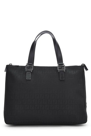 Fendi,  Black Zucchino Canvas Tote Small, Black