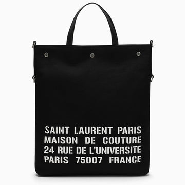 Saint Laurent North/South Tote Bag In Black Canvas Men