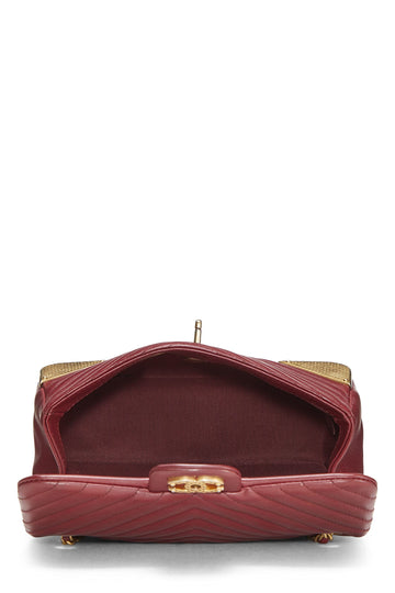 Chanel,  Paris-Cosmopolite Red Chevron Lambskin Rock the Corner Flap Bag Small, Red