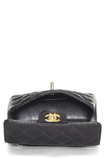 Chanel,  Black Quilted Caviar Half Flap Mini, Black