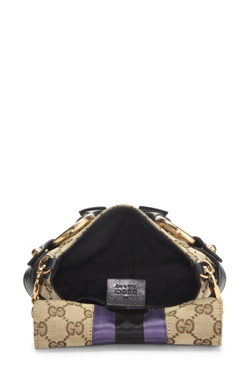 Gucci,  Purple Original GG Canvas Horsebit Chain Shoulder Bag, Purple