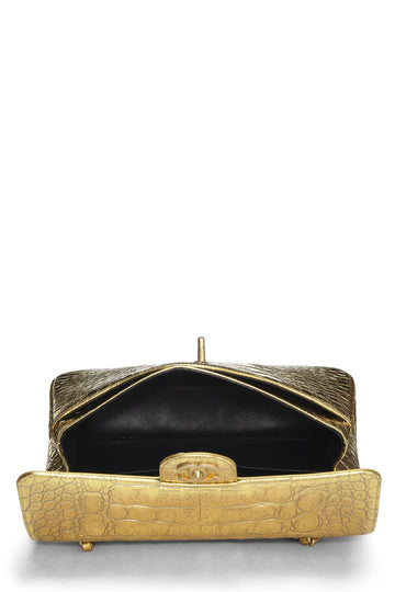 Chanel,  Gold Embossed Classic Double Flap Small, Gold