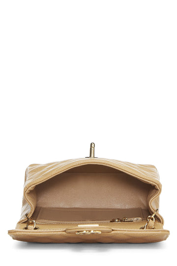 Chanel,  Beige Quilted Caviar Half Flap Mini, Beige