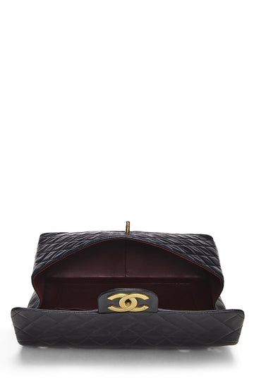 Chanel,  Black Quilted Lambskin Half Flap Maxi, Black