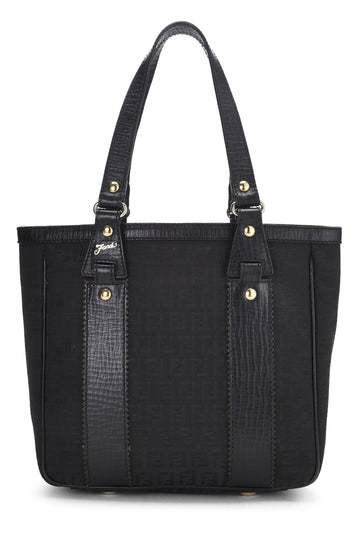 Fendi,  Black Zucchino Canvas Tote Small, Black