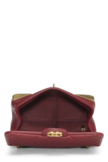 Chanel,  Paris-Cosmopolite Red Chevron Lambskin Rock the Corner Flap Bag Small, Red