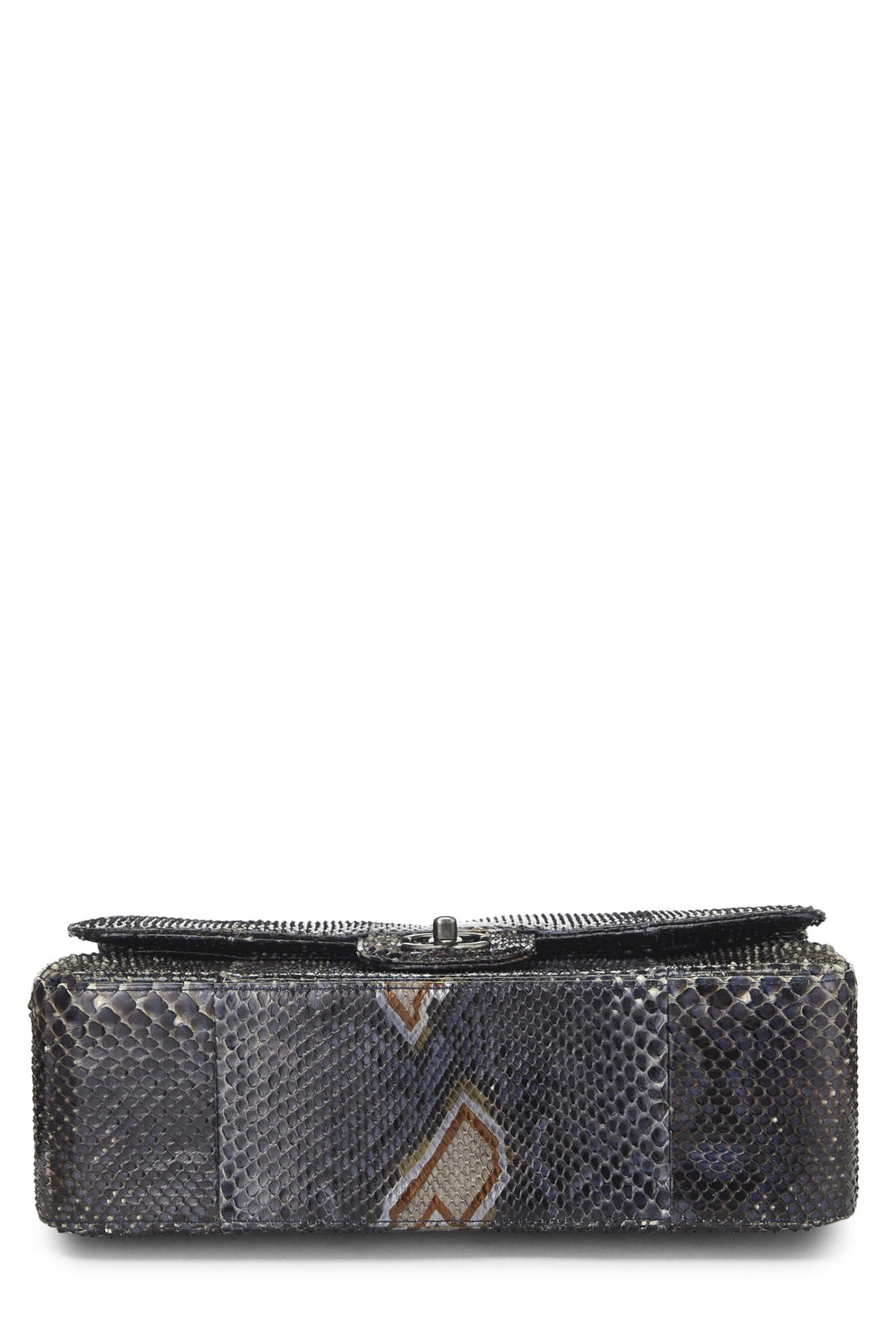 Chanel,  Navy Python New Classic Double Flap Jumbo, Blue