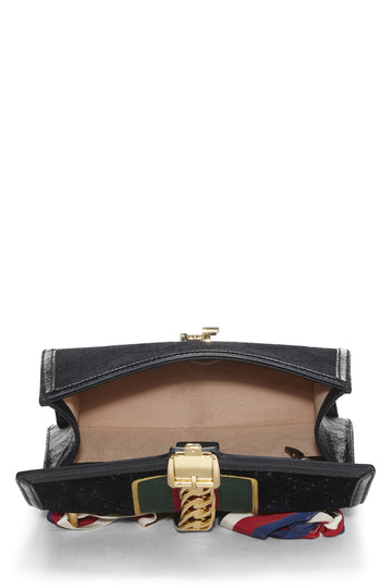 Gucci,  Black GG Velvet Sylvie Shoulder Bag, Black