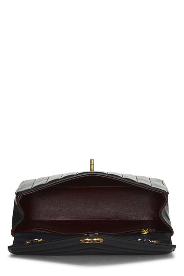 Chanel,  Black Lambskin Chevron Envelope Flap Small, Black