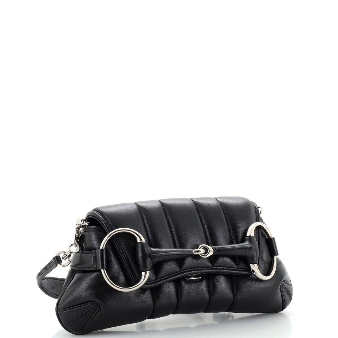 Horsebit Chain Shoulder Bag Vertical Quilted Leather Small